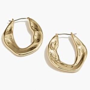 J. CREW Factory Earrings Hammered Gold Lever Back Preppy 1-1/2"
